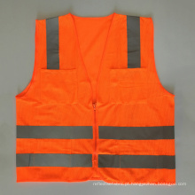 American alta visibilidade ANSI / ISEA107 laranja amarelo zíper colete reflexivo de segurança com bolsos